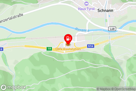 Strassenkarte mit der Position der Tankstelle, OMV - Pettneu am Arlberg Schnann-Gewerbezone 150 in 6574 Pettneu am Arlberg