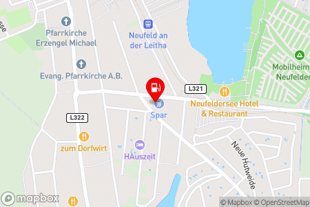 Strassenkarte mit der Position der Tankstelle, Winkler KJL GmbH in 2491 Neufeld an der Leitha