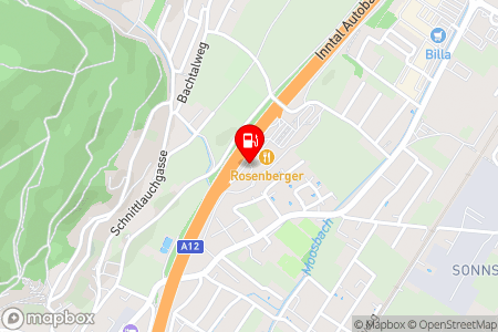 Strassenkarte mit der Position der Tankstelle, OMV - Vomp Autobahn A12 (Inntalautobahn) bei KM 49 in 6134 Vomp