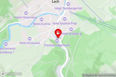 Strassenkarte mit der Position der Tankstelle, OMV Fast Lane - Lech am Arlberg Omesberg 9 in 6764 Lech am Arlberg