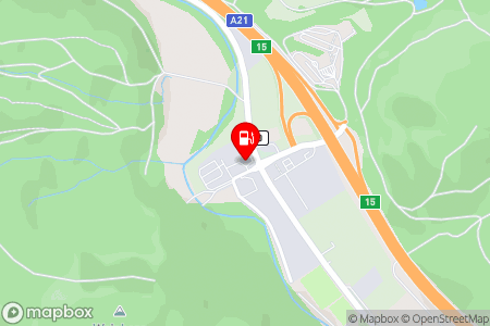 Strassenkarte mit der Position der Tankstelle, OMV - Alland Gewerbestraße 550 in 2534 Alland