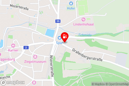 Strassenkarte mit der Position der Tankstelle, OMV Fast Lane - Eggenburg Stoitzendorferstraße 8 in 3730 Eggenburg