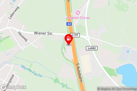 Strassenkarte mit der Position der Tankstelle, OMV - Bad Fischau Autobahn A2 (Südautobahn) KM 36,7 in 2721 Bad Fischau