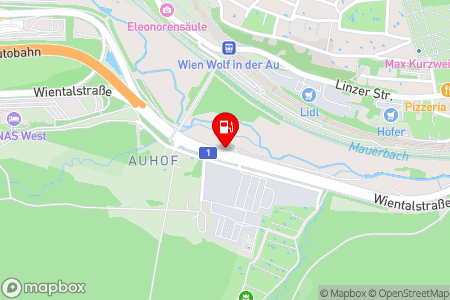 Strassenkarte mit der Position der Tankstelle, OMV - Wien Wientalstraße/Auhofbrücke 40 in 1140 Wien