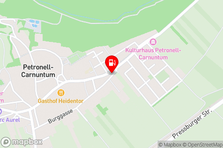 Strassenkarte mit der Position der Tankstelle, Tankstelle Carnuntum in 2404 Petronell