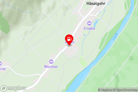 Strassenkarte mit der Position der Tankstelle, OMV in 6651 Häselgehr