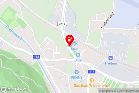 Strassenkarte mit der Position der Tankstelle, Seebacher Tank- u. Waschcenter in 8784 Trieben