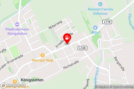 Strassenkarte mit der Position der Tankstelle,  Grosch in 3433 Königstetten