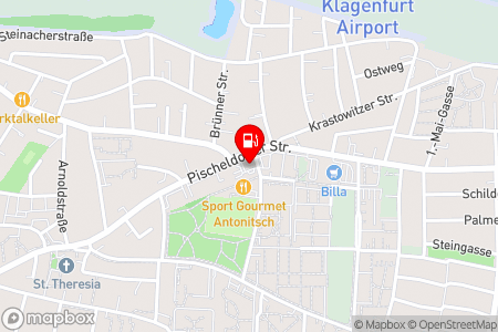Strassenkarte mit der Position der Tankstelle, M3 Tankstelle mit WASCHCENTER  in 9020 Klagenfurt