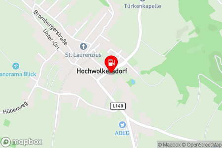 Strassenkarte mit der Position der Tankstelle, Gemeinde Hochwolkersdorf in 2802 Hochwolkersdorf