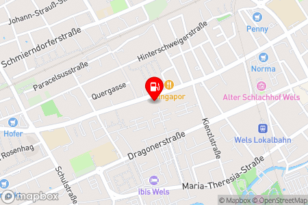 Strassenkarte mit der Position der Tankstelle, PINK - so pink, so clever in 4600 Wels