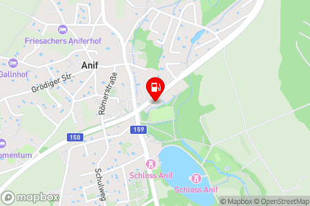 Strassenkarte mit der Position der Tankstelle, OMV - Anif Alpenstraße 35 in 5081 Anif