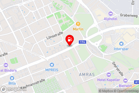 Strassenkarte mit der Position der Tankstelle, Shell in 6020 Innsbruck