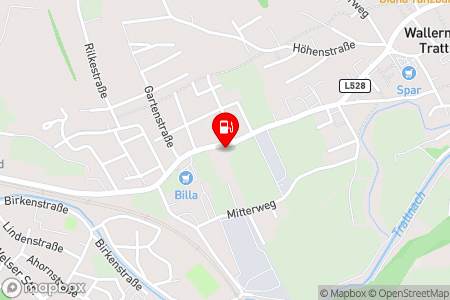 Strassenkarte mit der Position der Tankstelle, AVIA Tankstelle Rosenauer in 4702 Wallern