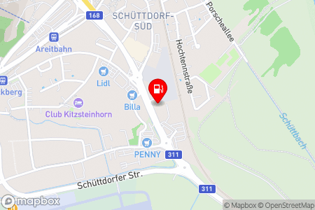 Strassenkarte mit der Position der Tankstelle, BP Tankstelle Zell am See mit Top Waschanlage in 5700 Zell am See