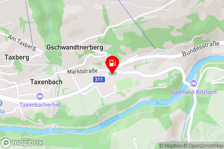 Strassenkarte mit der Position der Tankstelle, BP Taxenbach mit Top Waschanlage in 5660 Taxenbach