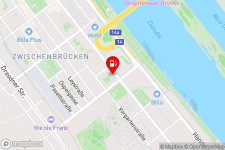 Strassenkarte mit der Position der Tankstelle, Turmöl in 1200 Wien