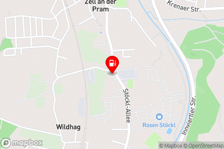 Strassenkarte mit der Position der Tankstelle, AVIA Xpress (Automaten-Tankstelle) in 4755 Zell an der Pram