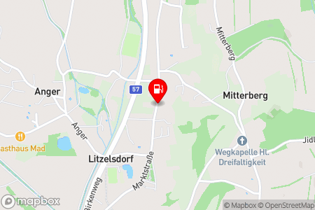Strassenkarte mit der Position der Tankstelle, Shell Gady in 7532 Litzelsdorf