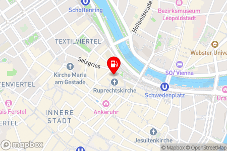 Strassenkarte mit der Position der Tankstelle, BP in 1010 Wien