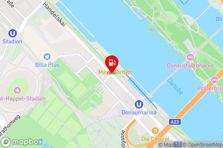 Strassenkarte mit der Position der Tankstelle, Yachthafen Marina Wien in 1020 Wien