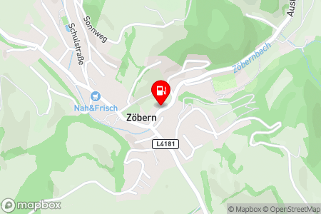 Strassenkarte mit der Position der Tankstelle, null in 2871 Zöbern