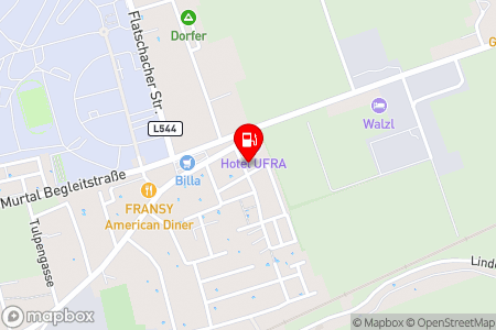 Strassenkarte mit der Position der Tankstelle, Hirschmugl Diskont-Tankstelle mit Bedienung in 8740 Zeltweg