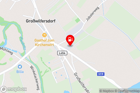 Strassenkarte mit der Position der Tankstelle, Genol-Lagerhaus Thermenland Großwilfersdorf in 8263 Grosswilfersdorf 240