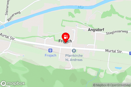 Strassenkarte mit der Position der Tankstelle, Diskont Tankstelle Wolfgang Wieser in 8841 Frojach